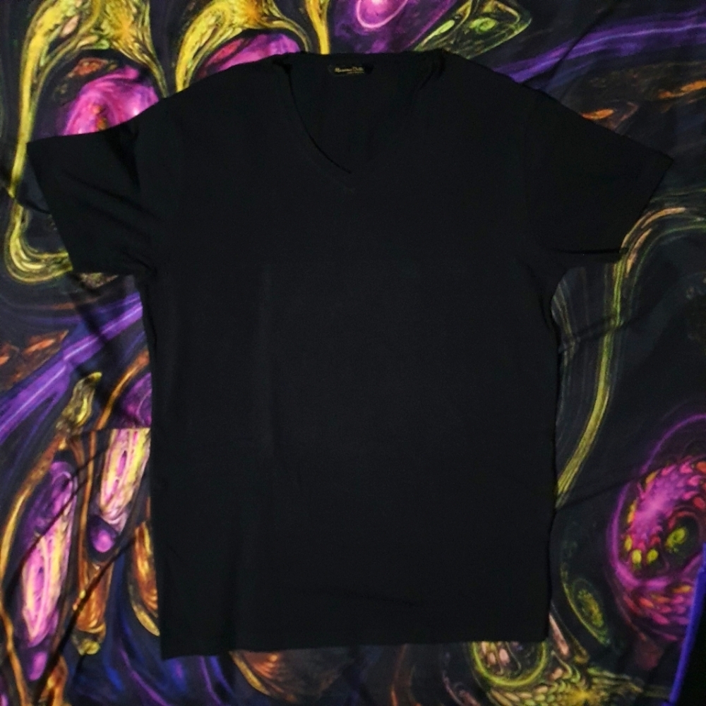 S - Massimo Dutti Men's Black V-neck